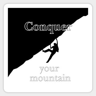 Black and White Mountaineer Climbing the Mountain Sticker